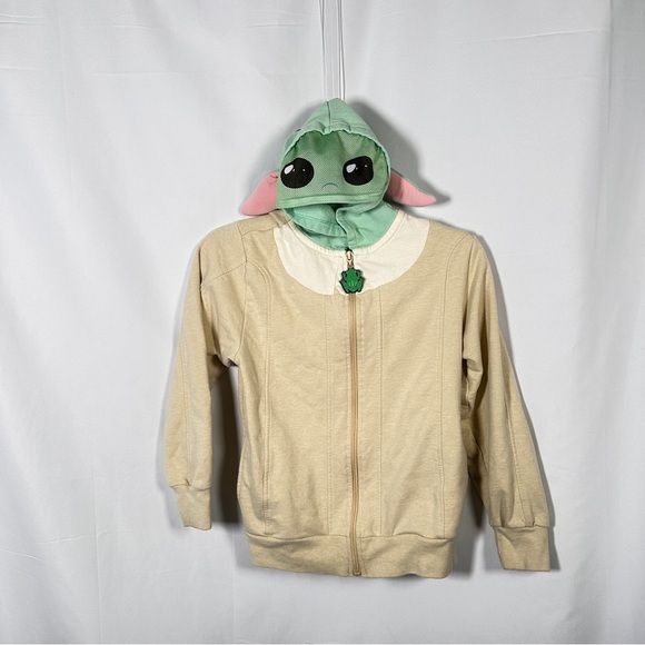 Disney Star Wars Kids “Grogu” Hoodie — 3D Ears + Peek-Through Face (M 10/12) - Picture 7 of 11
